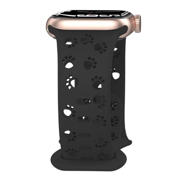 NEW [BAND] Hollow Paw Sport Silicone For Apple Watch BLACK - Picture 1 of 6